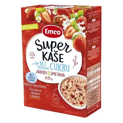 Emco Super kaše jahody a smetana 3×55 g