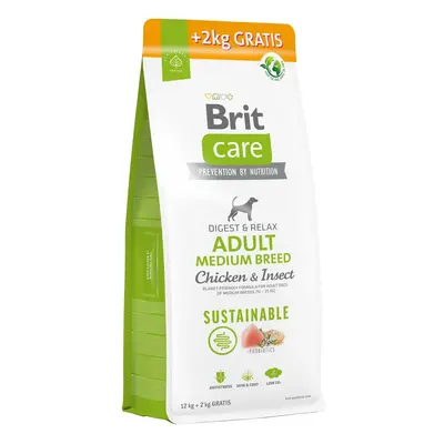 Brit Care Sustainable Adult Medium Breed Chicken & Insect pro psy 12+2 kg zdarma