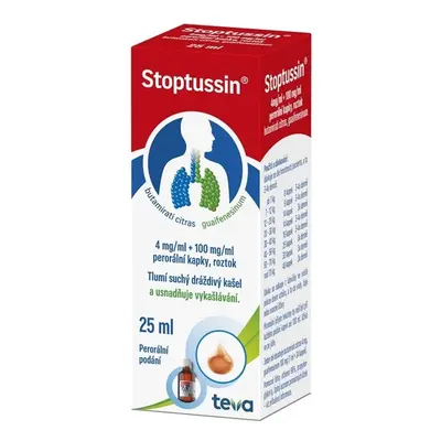 STOPTUSSIN 4MG/ML+100MG/ML Perorální kapky, roztok 1X25ML