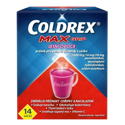 COLDREX MAXGRIP LESNÍ OVOCE 1000MG/10MG/70MG Prášek pro perorální roztok v sáčku 14