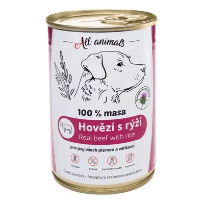 All Animals Hovězí mleté s rýží konzerva pro psy