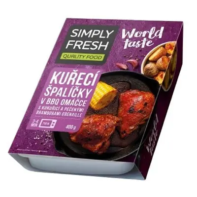 Simply Fresh Kuřecí špalíčky v barbecue omáčce s kukuřicí a pečenými grenaille