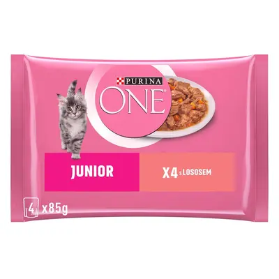 Purina ONE Junior minifiletky s lososem a mrkví ve šťávě pro kočky