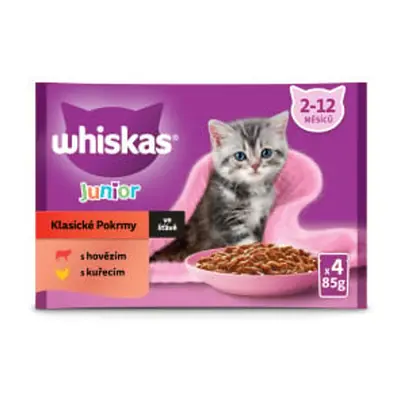 Whiskas Junior kapsičky klasický výběr ve šťávě pro koťata 4×85 g