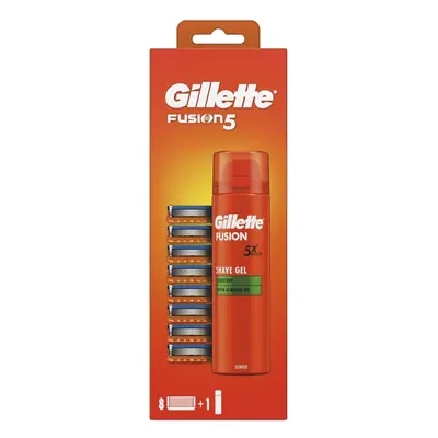 Gillette Fusion5 Náhradní holicí hlavice pro muže + gel na holení