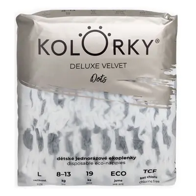 Kolorky EKO Jednorázové plenky deluxe velvet L puntíky (8–13 kg) 19 ks