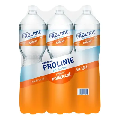 Poděbradka Prolinie Jemně perlivá pomeranč bez cukru 6×1,5 l