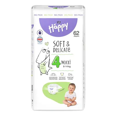 Bella Baby Happy Soft & Delicate jednorázové dětské plenky maxi 8–14 kg (velikost 4)