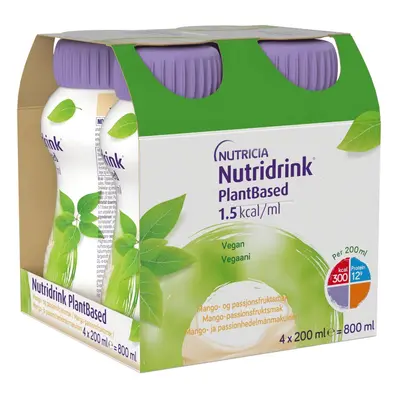 NUTRIDRINK PLANTBASED S PŘÍCHUTÍ MANGO/MARAKUJA perorální roztok 4X200ML