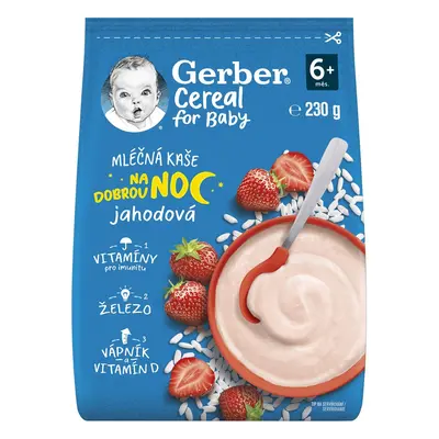 Gerber Cereal Mléčná kaše jahodová Dobrou noc