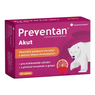 Preventan Akut s příchutí brusinek a grepu tbl.30