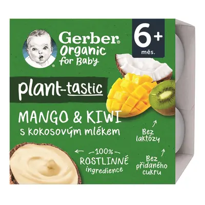 Gerber organic BIO Rostlinný dezert mango a kiwi s kokosovým mlékem 4×90 g