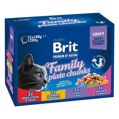 Brit Premium Cat Pouches Family Plate pro kočky 12×100 g