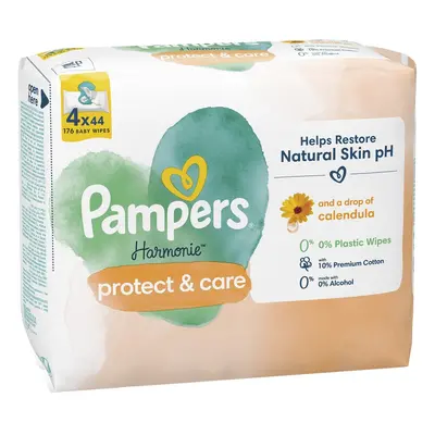 Pampers Harmonie Protect & Care dětské čisticí ubrousky 4×44 ks