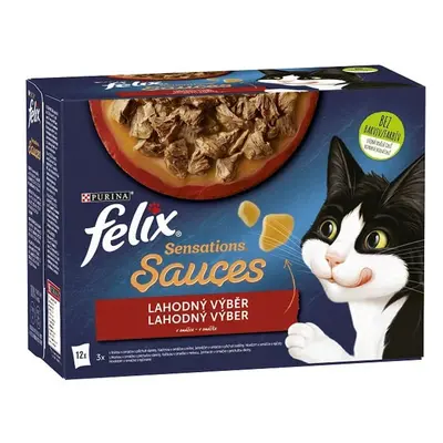 Felix Sensations sauces Lahodný výběr v omáčce pro kočky (12×85 g)