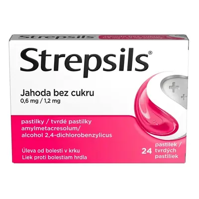 STREPSILS JAHODA BEZ CUKRU 0,6MG/1,2MG pastilka 24