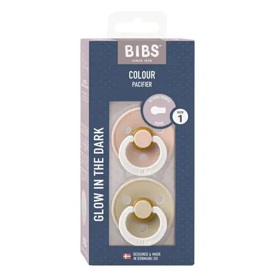 Bibs Colour dudlíky na noc z přírodního kaučuku 0–6 měsíců, Blush / Vanilla