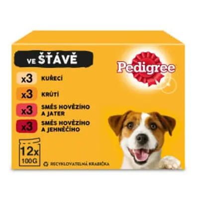 Pedigree Kapsičky masový výběr se zeleninou ve šťávě pro dospělé psy 12×100 g