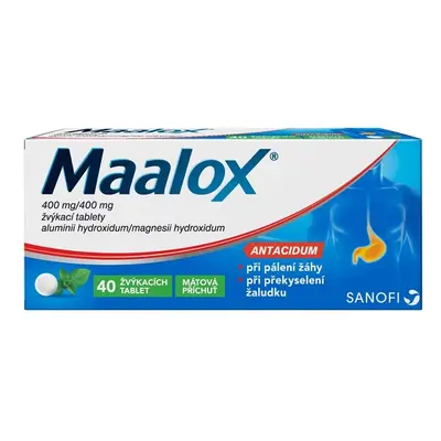 MAALOX 400MG/400MG žvýkací tableta 40