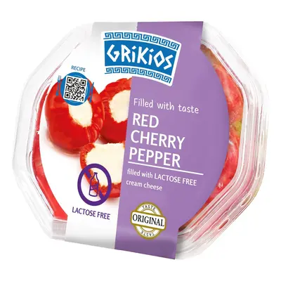 Grikios Červené cherry papriky plněné bezlaktózovým smetanovým sýrem v řepkovém oleji