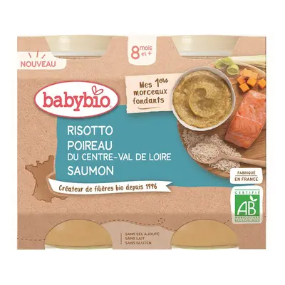 Babybio BIO Denní menu rizoto s pórkem, máslovou dýní a lososem (2×200 g)