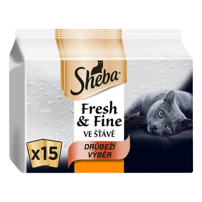 Sheba Fresh & Fine kapsičky pro dospělé kočky – drůbeží výběr ve šťávě 15×50g