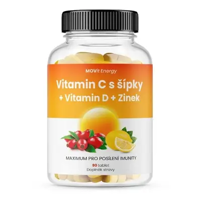 MOVit Vitamín C 1200mg se šípky + Vitamín D + Zinek PREMIUM 90 tablet