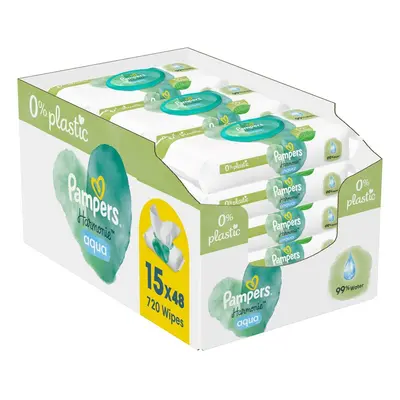 Pampers Harmonie Aqua vlhčené ubrousky plastic free 15×48 ks