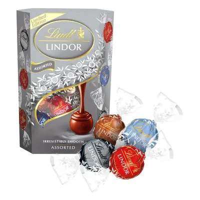 Lindt LINDOR bonboniéra Limitovaná edice stříbrný mix čokoládových pralinek