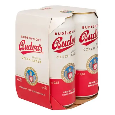 Budweiser Budvar Original světlý ležák 4×0,5 l plech