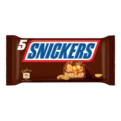 Snickers Mléčná čokoládová tyčinka plněná nugátem, karamelem a praženými arašídy 5x50g