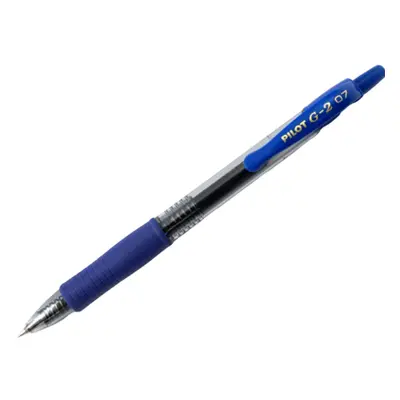 Pilot G-2 07, modrý gelový roller, šířka stopy 0,32mm, šířka hrotu 0,7mm