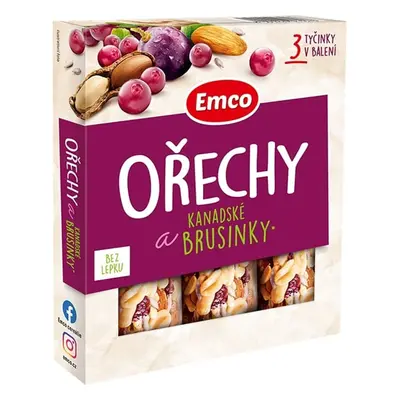 Emco Tyčinky s Ořechy a kanadskými brusinkami 3x35g