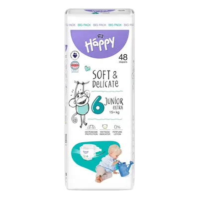 Bella Baby Happy Soft & Delicate jednorázové dětské plenky maxi 15 kg+ (velikost 6)