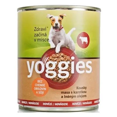 Yoggies Hovězí konzerva pro psy s karotkou a lněným olejem