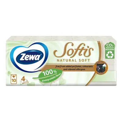 Zewa Softis Natural soft papírové kapesníčky v balíčcích 4vrstvé, 10×9 ks