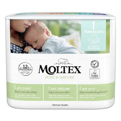 Moltex Pure & Nature EKO Jednorázové dětské plenky newborn 2–4 kg (velikost 1)