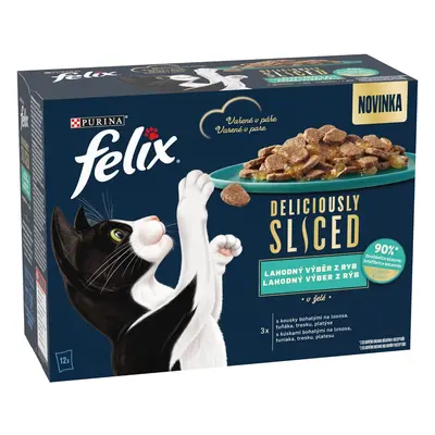 Felix Deliciously Sliced lahodný výběr z ryb v želé pro kočky 12×80 g