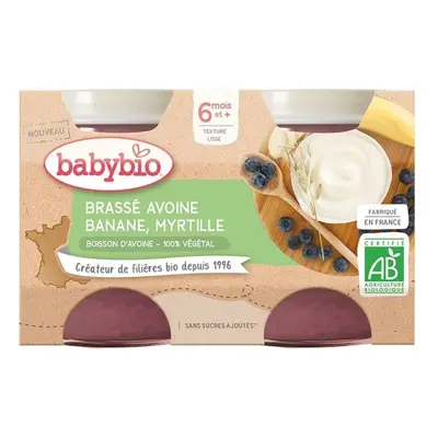 Babybio BIO Brassé z ovesného mléka banán a borůvka (2×130 g)