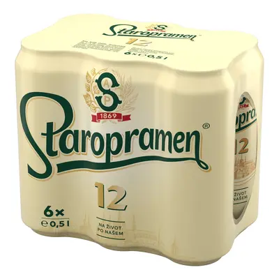 Staropramen 12 Pivo ležák světlý 6×0,5 l plech