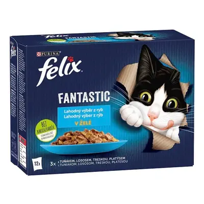 Felix Fantastic Kapsičky výběr z ryb v želé pro kočky (12×85 g)