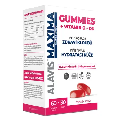 Alavis Maxima Gummies kyselina hyaluronová Vit. C+D3 60 žvýkacích tablet + 30 kapslí