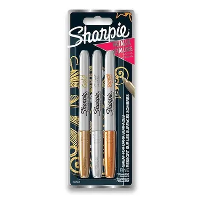 PERMANENTNÍ POPISOVAČ SHARPIE METALLIC FINE - SADA 3 KS, METALICKÉ BARVY