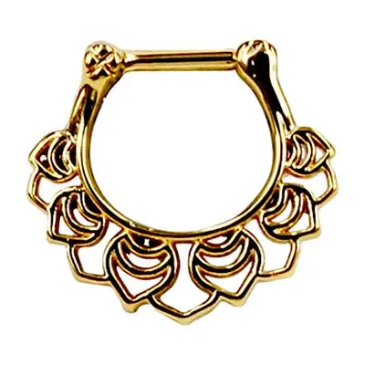 Piranha Náušnice Floral Wildcat pro septum - zlatá barva