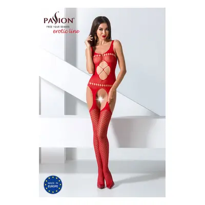 Passion BS057 red - Bodystocking Barva: Červená