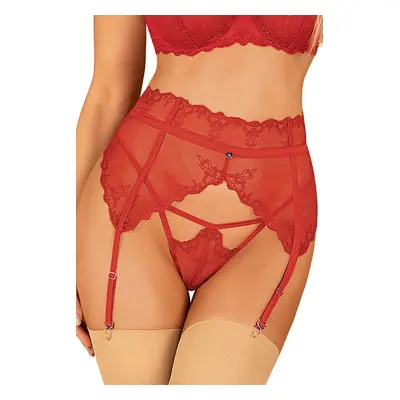 Podvazkový pás Obsessive Lonesia garter belt Barva: Červená