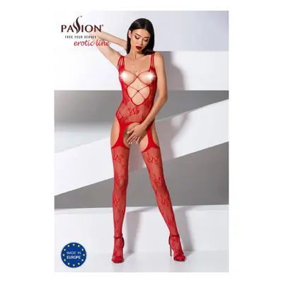 Passion BS075 Red - Bodystocking Barva: Červená