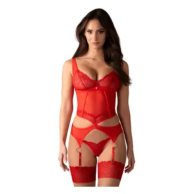 Obsessive Cupide Desir corset - korzet + tanga Barva: Červená