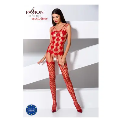 Passion BS067 red - Bodystocking Barva: Červená