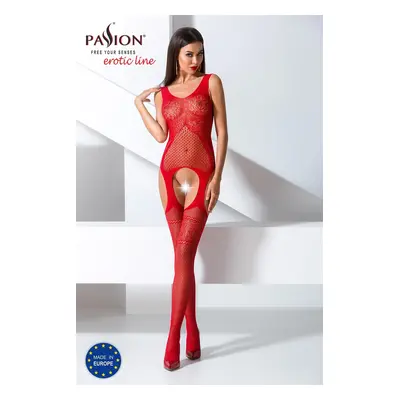 Passion BS061 red - Bodystocking Barva: Červená